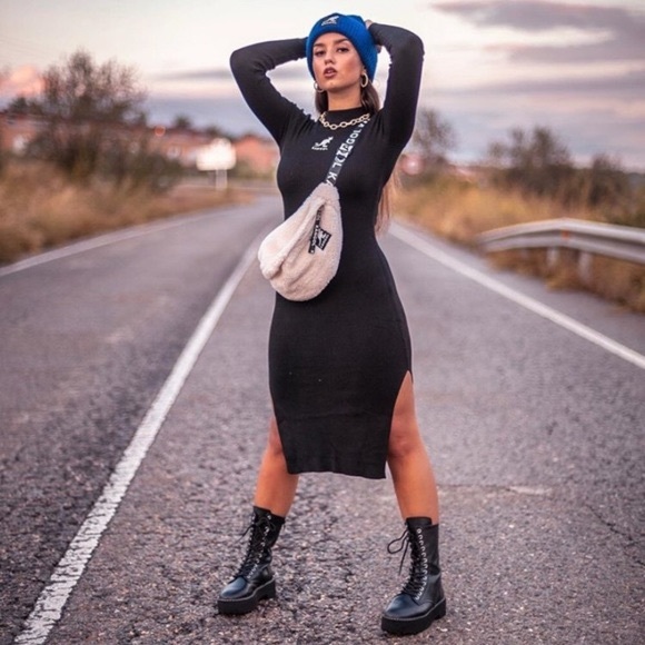 Kangol Dresses Kangol X Hm Black Ribbed Bodycon Dress Poshmark